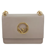 FENDI Kan I F Leather Shoulder Bag Grey