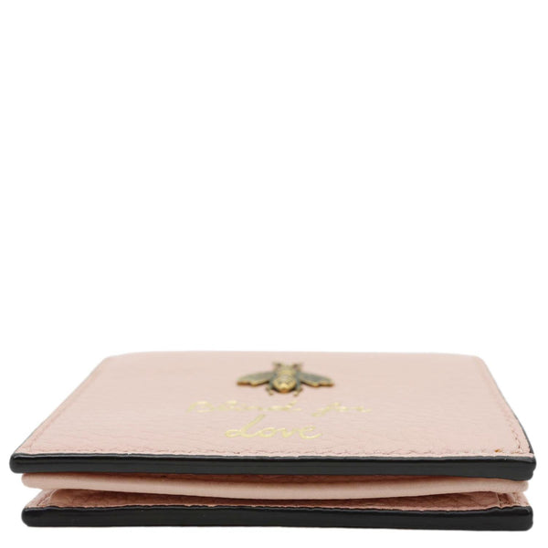 GUCCI Cellarius Blind for Love Animalier Leather Card Case Pink 460185