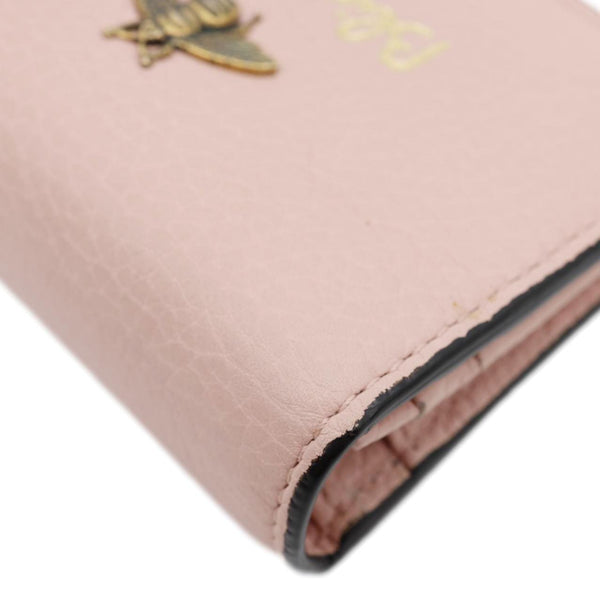 GUCCI Cellarius Blind for Love Animalier Leather Card Case Pink 460185