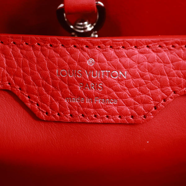 LOUIS VUITTON Capucines BB Taurillon Leather Satchel Crossbody Bag Red