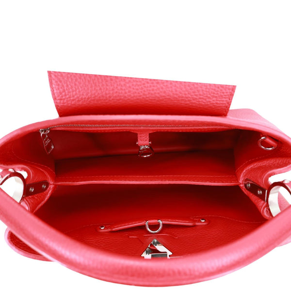 LOUIS VUITTON Capucines BB Taurillon Leather Satchel Crossbody Bag Red