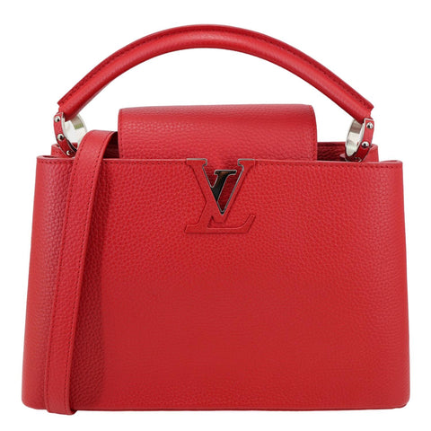 LOUIS VUITTON Capucines BB Taurillon Leather Satchel Crossbody Bag Red