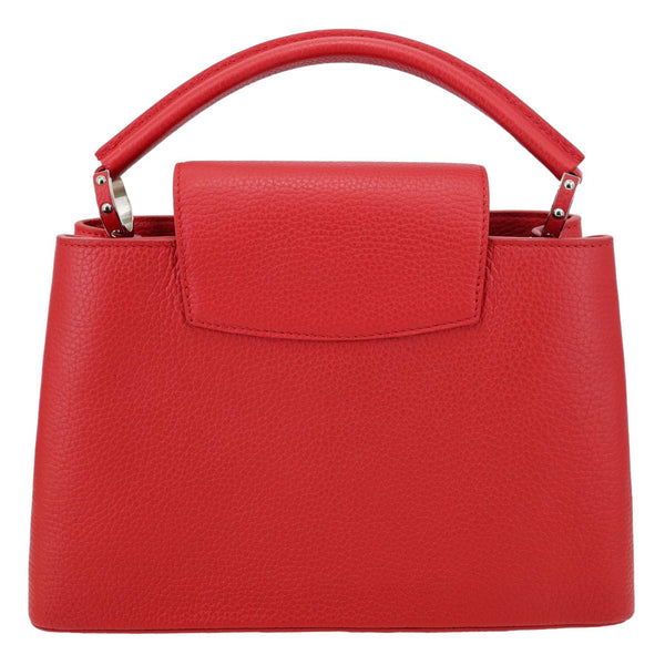 LOUIS VUITTON Capucines BB Taurillon Leather Satchel Crossbody Bag Red