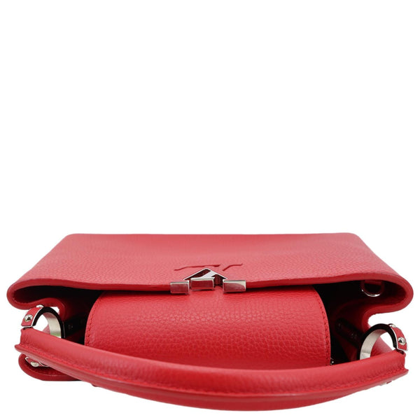 LOUIS VUITTON Capucines BB Taurillon Leather Satchel Crossbody Bag Red