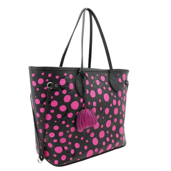 LOUIS VUITTON x YK Neverfull MM Infinity Dots Empreinte Leather Tote Bag Fuchsia