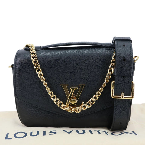 LOUIS VUITTON Lockme Oxford Grained Leather Crossbody Bag Black