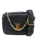 LOUIS VUITTON Lockme Oxford Grained Leather Crossbody Bag Black