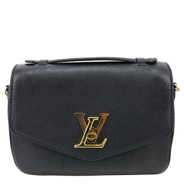 LOUIS VUITTON Lockme Oxford Grained Leather Crossbody Bag Black