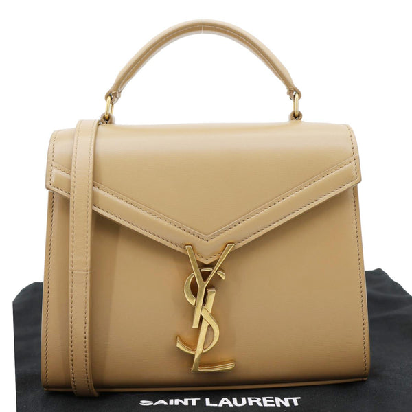 YVES SAINT LAURENT Cassandra Mini Leather Shoulder Bag Beige