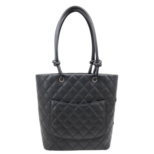 CHANEL Cambon Medium Quilted Calfskin Leather Tote Bag Black