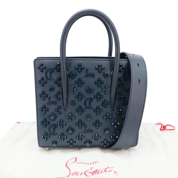 CHRISTIAN LOUBOUTIN Paloma Mini Embellished Leather Top Handle Crossbody Bag Navy Blue