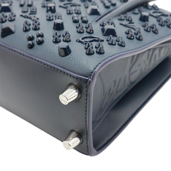 CHRISTIAN LOUBOUTIN Paloma Mini Embellished Leather Top Handle Crossbody Bag Navy Blue
