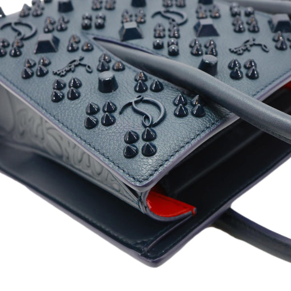 CHRISTIAN LOUBOUTIN Paloma Mini Embellished Leather Top Handle Crossbody Bag Navy Blue