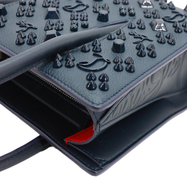 CHRISTIAN LOUBOUTIN Paloma Mini Embellished Leather Top Handle Crossbody Bag Navy Blue