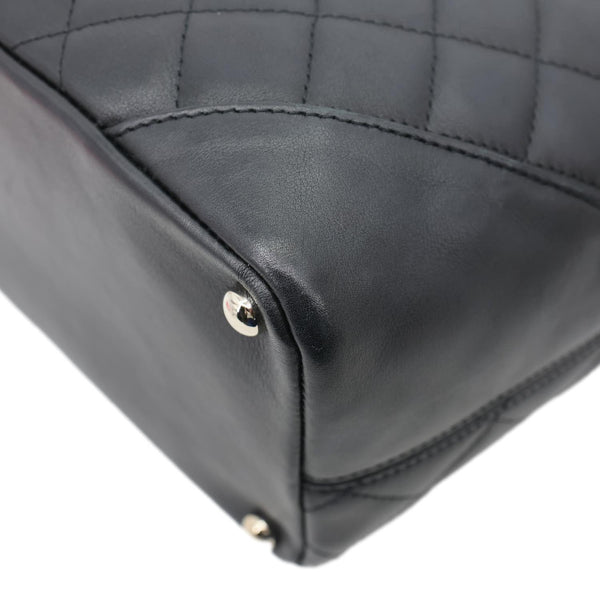 CHANEL Cambon Medium Quilted Calfskin Leather Tote Bag Black