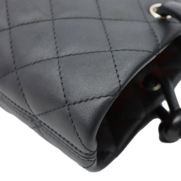 CHANEL Cambon Medium Quilted Calfskin Leather Tote Bag Black