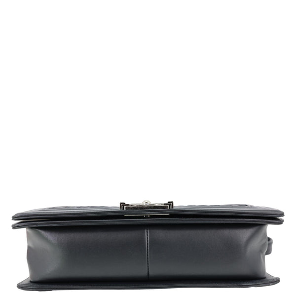 CHANEL Boy Flap Medium Chevron Leather Shoulder Bag Black