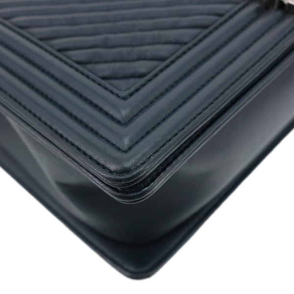 CHANEL Boy Flap Medium Chevron Leather Shoulder Bag Black