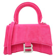 BALENCIAGA Hourglass Velvet Crossbody Bag Pink
