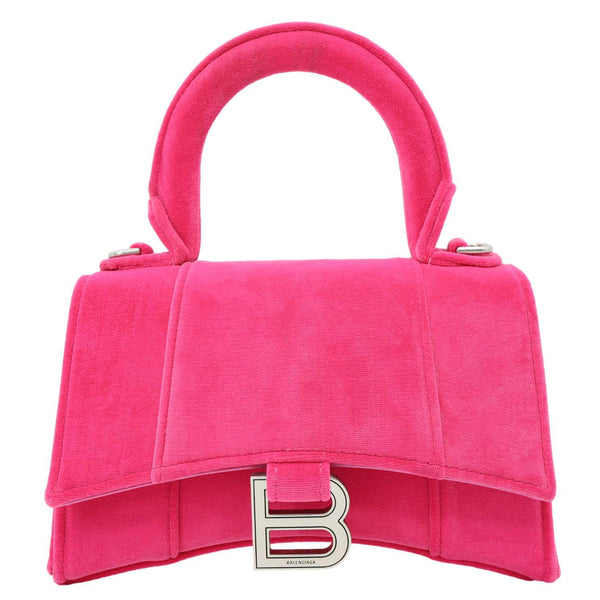 BALENCIAGA Hourglass Velvet Crossbody Bag Pink