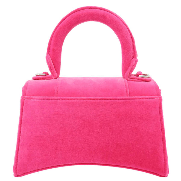 BALENCIAGA Hourglass Velvet Crossbody Bag Pink