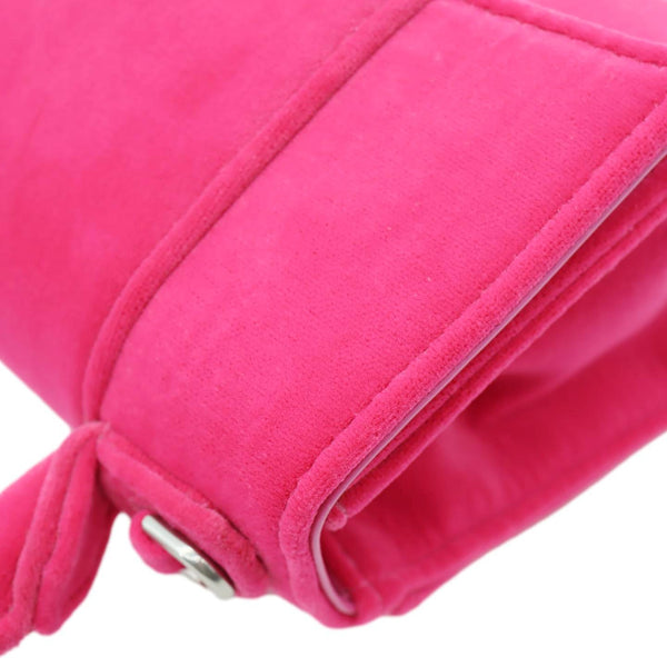 BALENCIAGA Hourglass Velvet Crossbody Bag Pink