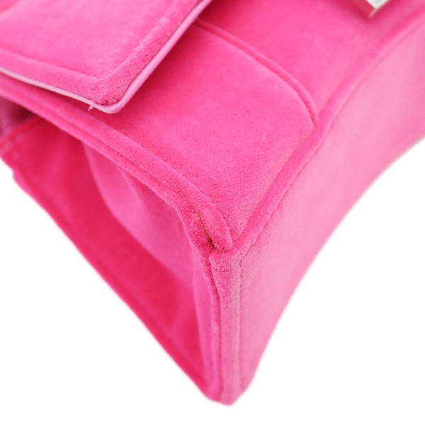 BALENCIAGA Hourglass Velvet Crossbody Bag Pink