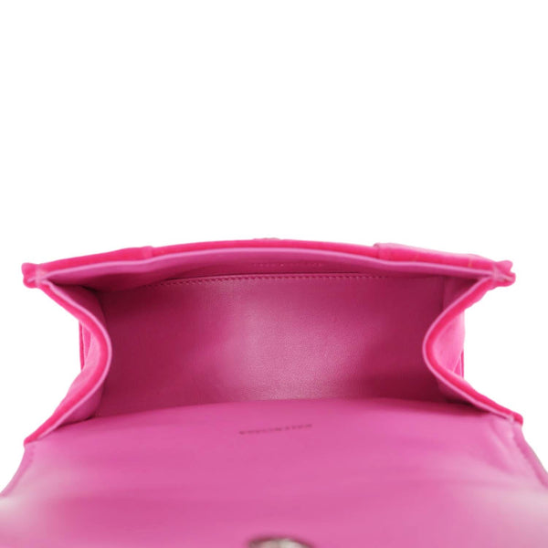 BALENCIAGA Hourglass Velvet Crossbody Bag Pink