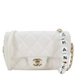 CHANEL My Precious Pearls Chain Flap Small Quilted Lambskin Leather Crossbody Bag White