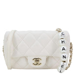CHANEL My Precious Pearls Chain Flap Small Quilted Lambskin Leather Crossbody Bag White