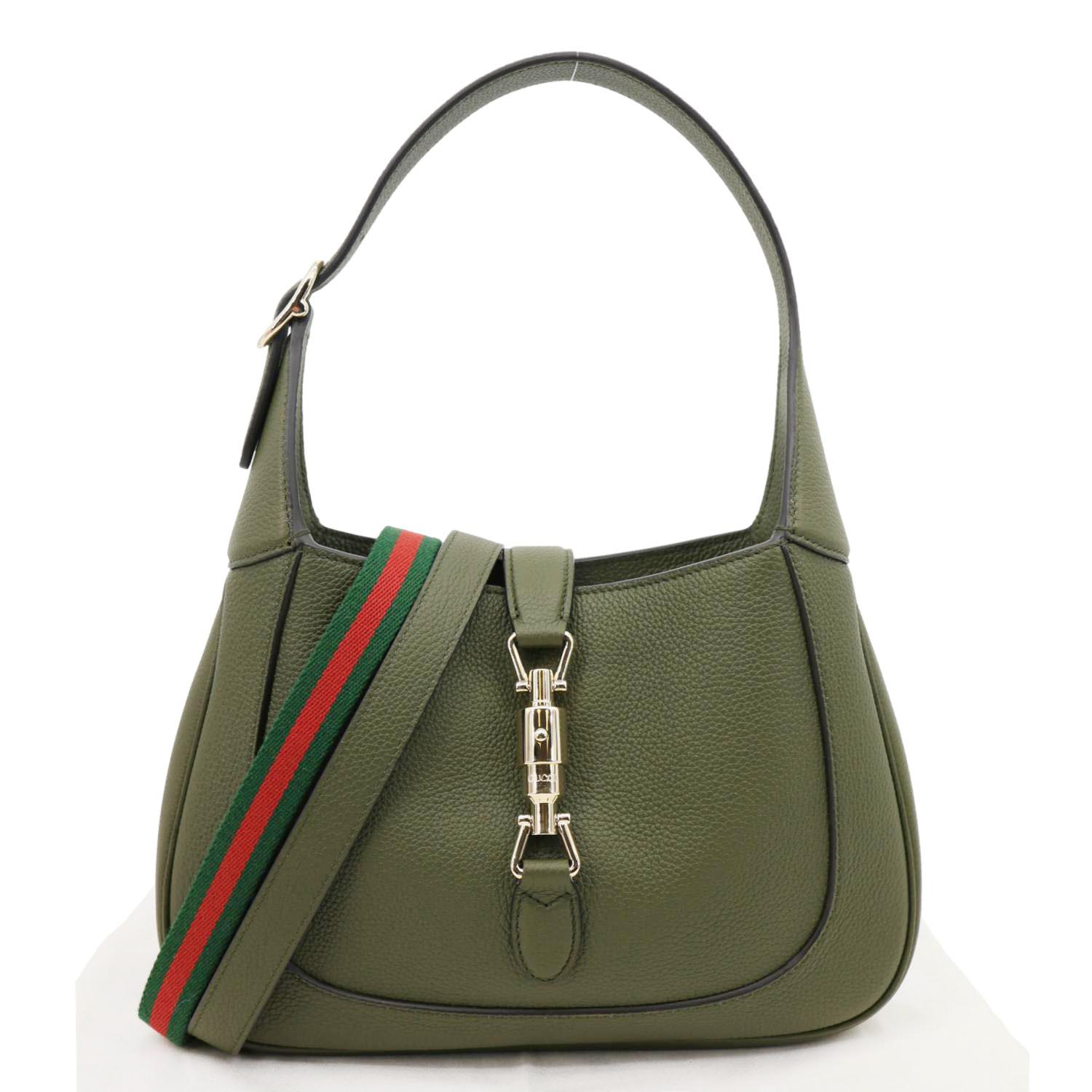 GUCCI Jackie 1961 Medium Leather Shoulder Bag Forest Green 810232