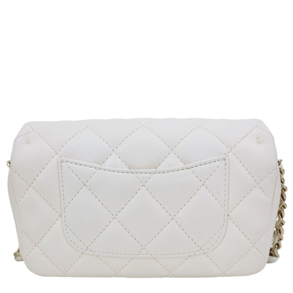 CHANEL My Precious Pearls Chain Flap Small Quilted Lambskin Leather Crossbody Bag White