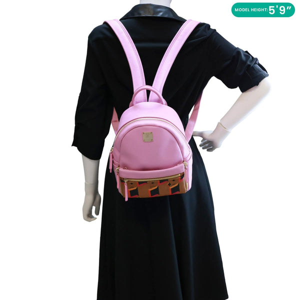 MCM Visetos Leather Backpack Pink