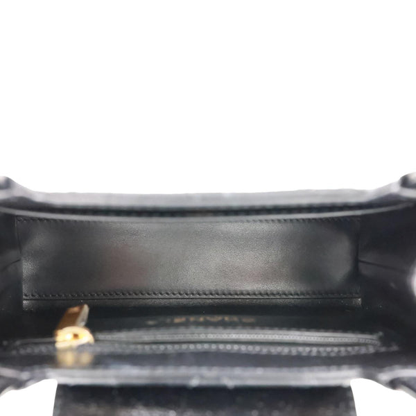CHANEL Kelly Nano Quilted Aged Calfskin Leather Top Handle Shoulder Bag Black