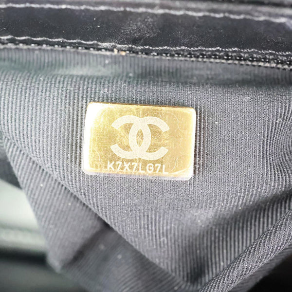 CHANEL Kelly Nano Quilted Aged Calfskin Leather Top Handle Shoulder Bag Black