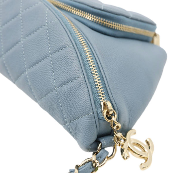 CHANEL Business Affinity Quilted Caviar Leather Waist Bag Blue