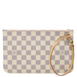LOUIS VUITTON Neverfull Damier Azur Pochette Wristlet Rose Ballerine