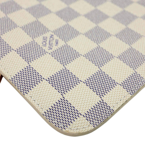LOUIS VUITTON Neverfull Damier Azur Pochette Wristlet Rose Ballerine