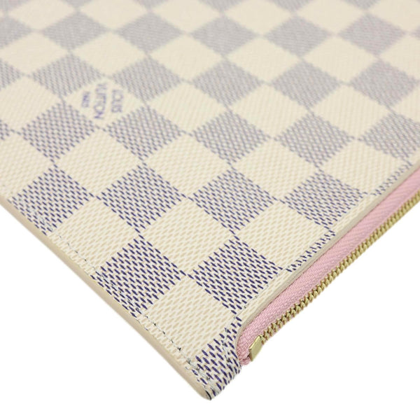 LOUIS VUITTON Neverfull Damier Azur Pochette Wristlet Rose Ballerine