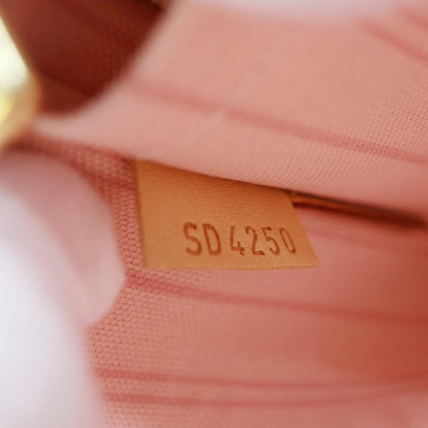 LOUIS VUITTON Neverfull Damier Azur Pochette Wristlet Rose Ballerine