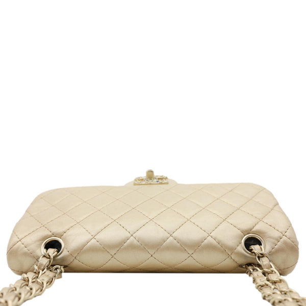 CHANEL Precious Jewel Single Flap Jumbo Leather Shoulder Bag Gold