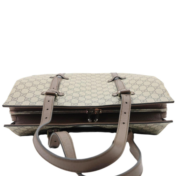 GUCCI Buckle GG Supreme Canvas Tote Shoulder Bag Beige 626356