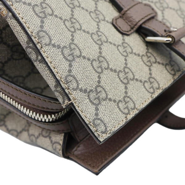 GUCCI Buckle GG Supreme Canvas Tote Shoulder Bag Beige 626356