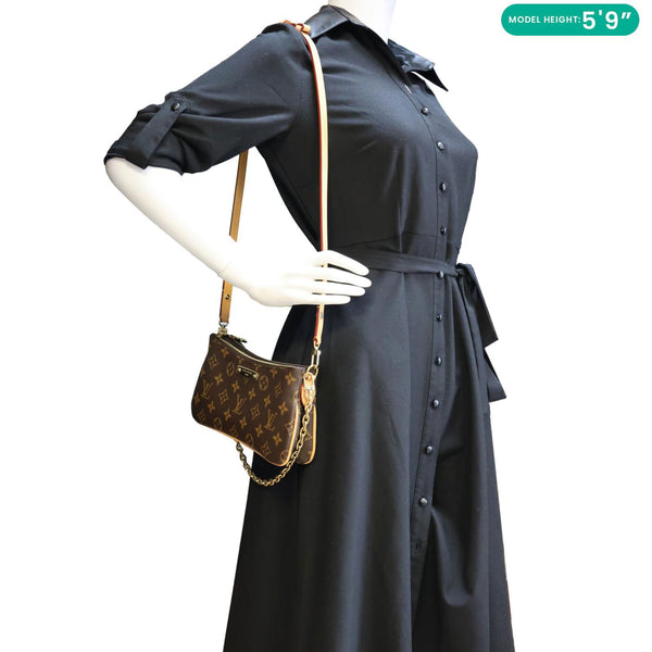 LOUIS VUITTON Liv Pochette Monogram Canvas Shoulder Bag Brown