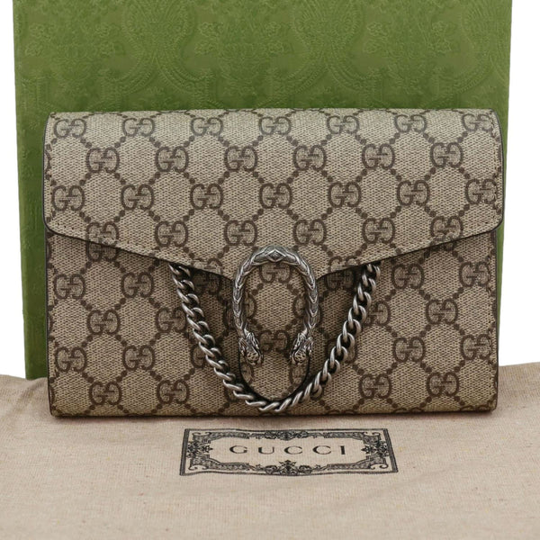 GUCCI Dionysus GG Supreme Crossbody Chain Wallet Beige 401231