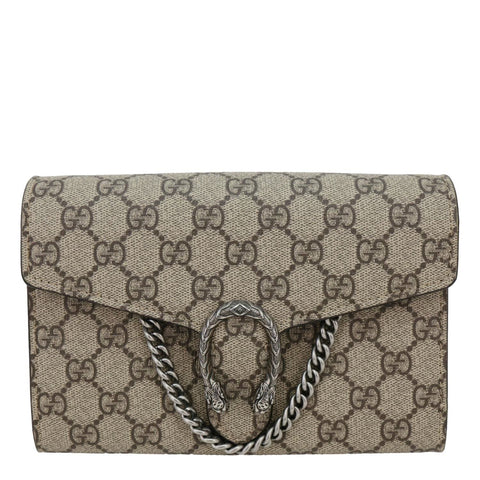 GUCCI Dionysus GG Supreme Crossbody Chain Wallet Beige 401231