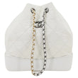 CHANEL Gabrielle Small Quilted Aged Calfskin Leather Backpack Bag White