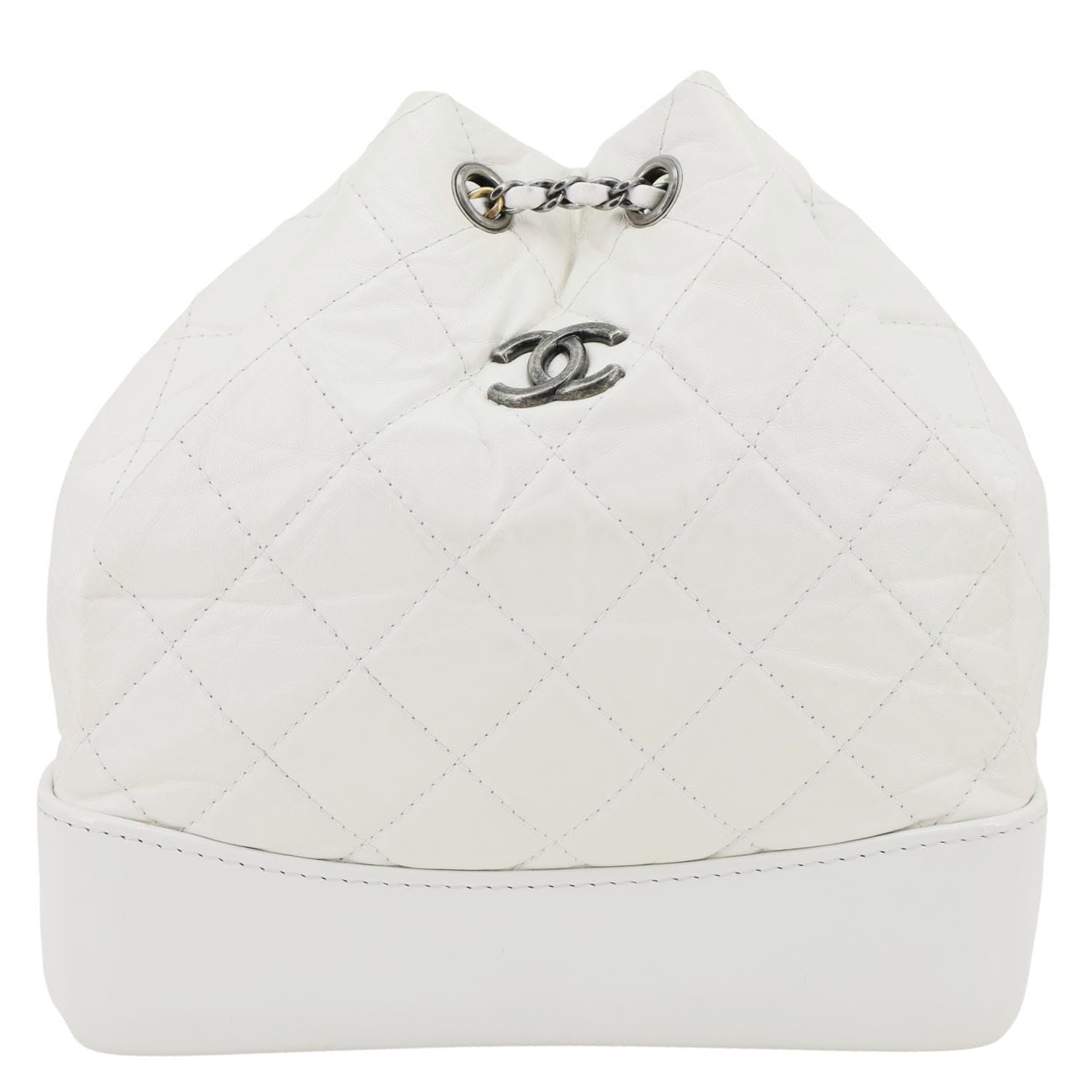 chanel gabrielle mini backpack CHANEL Gabrielle Small Quilted Aged Calfskin Leather Backpack Bag Whit
