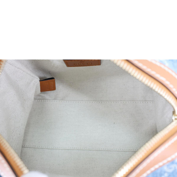 GUCCI Mini GG Denim Calfskin Web Satchel Bag Light Blue 859975
