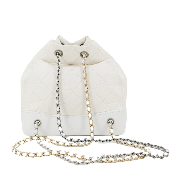 CHANEL Gabrielle Small Quilted Aged Calfskin Leather Backpack Bag White